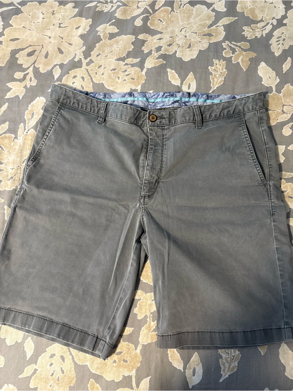 Tommy Bahama Slate Gray Flat Front Cotton Shorts